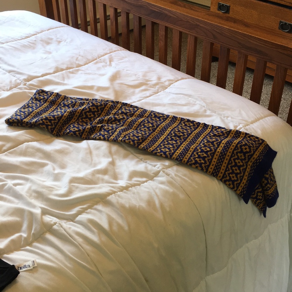 Blue and gold scarf for cold weather